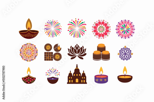 Festive Indian Icons for Diwali or Religious Celebrations