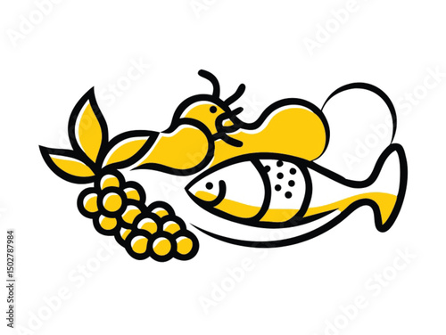 Fresh fruit and vegetable cartoon vector illustration
