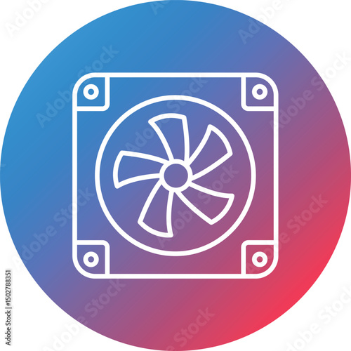 Air Cooler Line Gradient Circle Background Icon