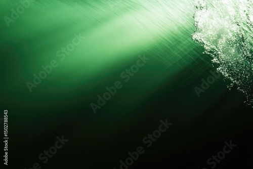 Underwater,  green, dark, abstract, light, streaks, bubbles,  blur photo