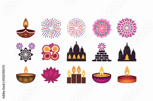 Festive Indian Icons for Diwali or Religious Celebrations