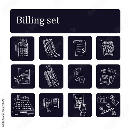 Wallpaper Mural Billing hand drawn doodle set. Vector illustration. Isolated elements on white background. Symbol collection. Torontodigital.ca