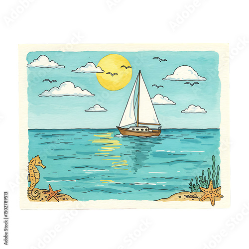 Sailboat Summer Ocean Art