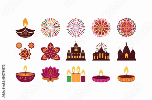 Festive Indian Icons for Diwali or Religious Celebrations