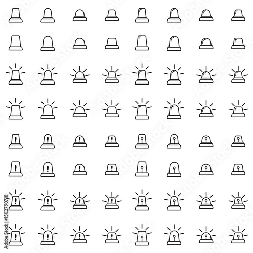 Siren Black and White Icon Minimalist Silhouette Black Bundle Set