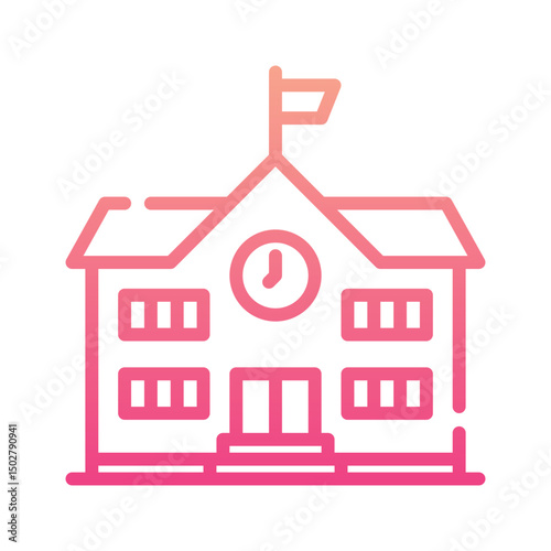 college icon spesial line with gradient color red_school buildin