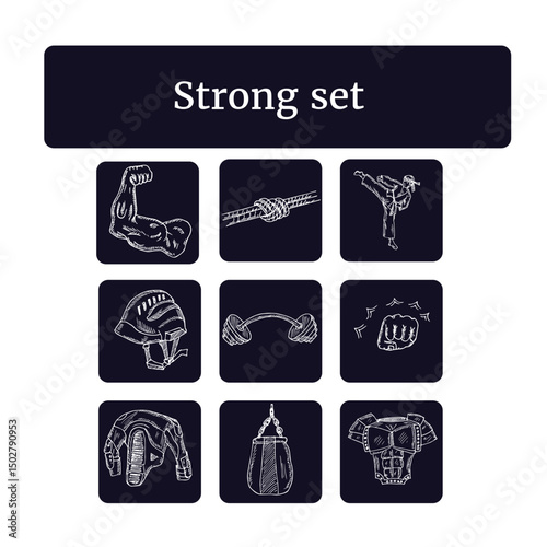 Wallpaper Mural Strong set. Isolated elements on chalkboard background. Symbol collection. Torontodigital.ca