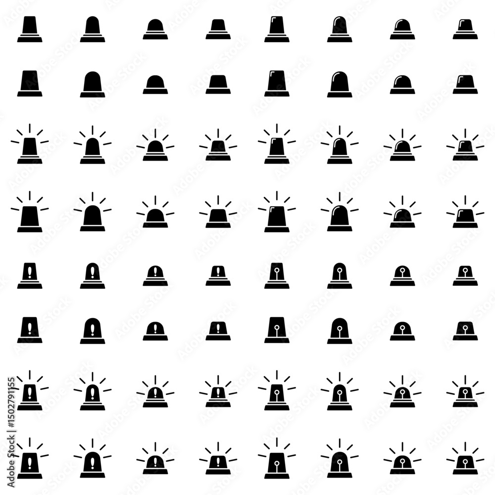 Naklejka premium Minimalist Siren Icon Bundle in Black