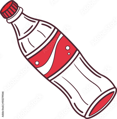 Vector Illustration of a Red Soda Bottle – Flat Style Beverage Icon