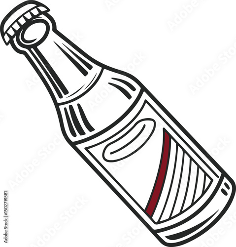 Vector Illustration of a Glass Soda Bottle – Vintage Style Beverage Icon