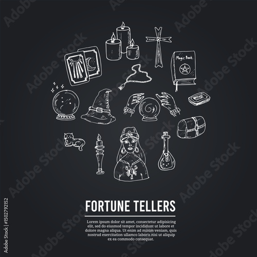 Wallpaper Mural Fortune tellers isolated hand drawn doodles Vector  Torontodigital.ca