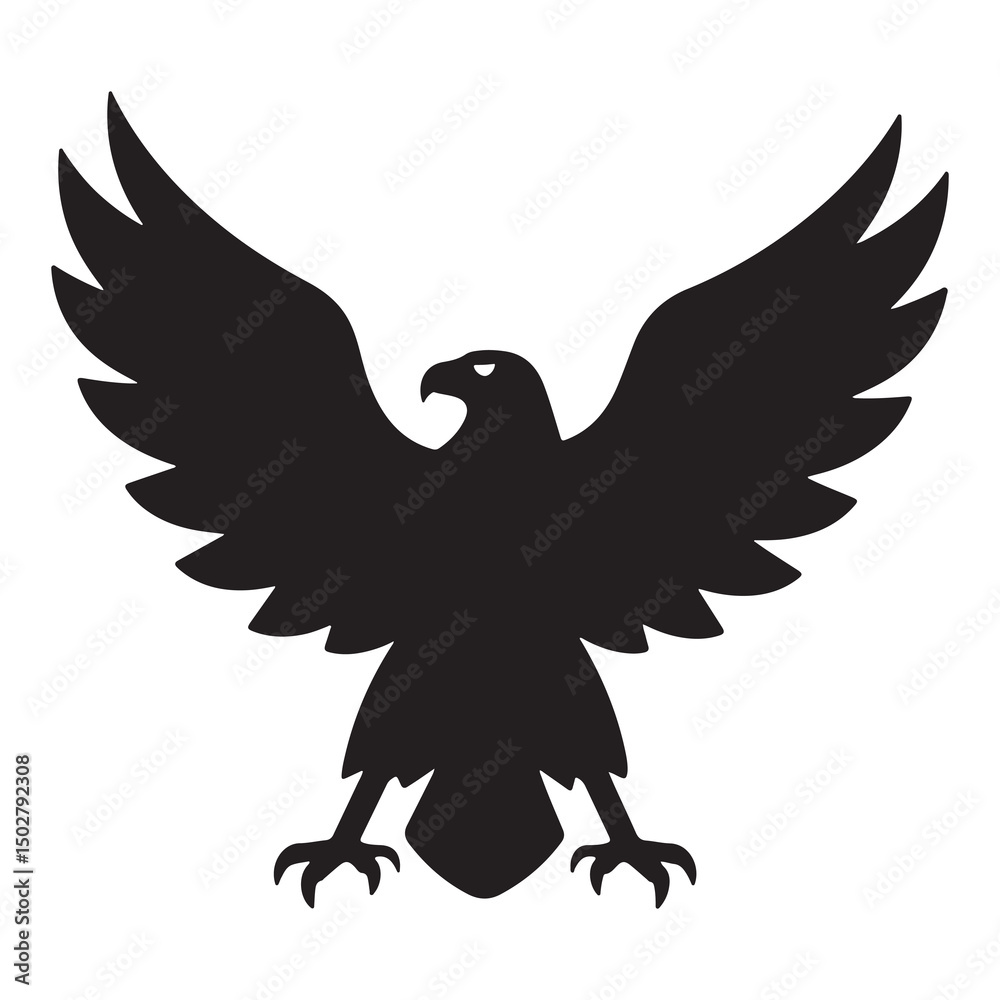 Obraz premium eagle with wings and flying eagle in black vector silhouette design