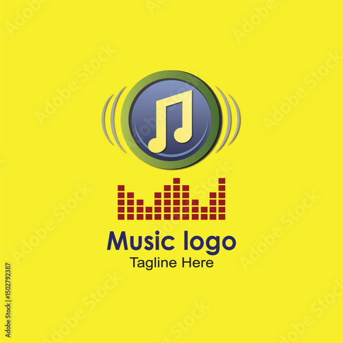 Music Note Soundwave Logo, Audio Player Icon, Digital Music Symbol, Streaming App Emblem, Beat Frequency Design