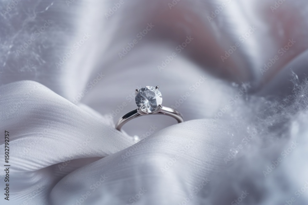Obraz premium Wedding ring. Wedding rings on the table in a jewelry store. Wedding accessories. Jewelry ring in luxury jewelry store. Luxury jewelry shop. Wedding or Engagement Concept with copy space.
