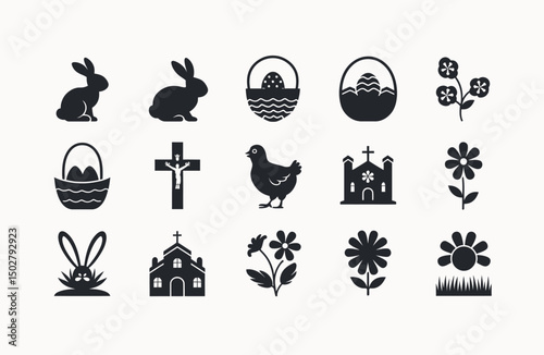 Simple Easter Icons Set