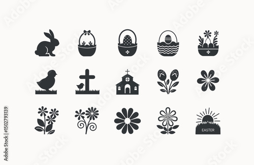 Simple Easter Icons Set