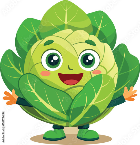 funny cabbage cartoon character vector illustration