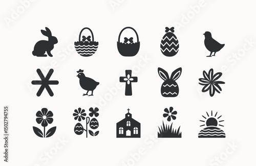 Simple Easter Icons Set