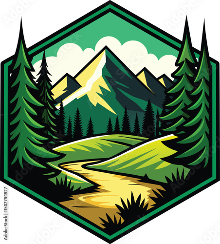 mountain landscape in the forest design vector illustration