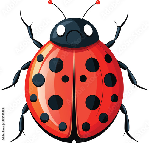 cute ladybug cartoon character vector illustration
