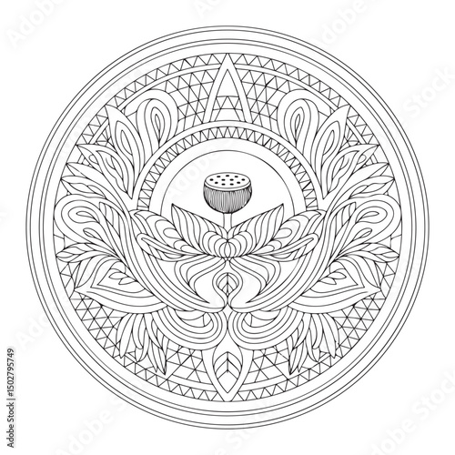 Vibrant Spiritual Mandala Design, Delicate watercolor flower mandala, Floral Watercolor Mandala Clipart, watercolor illustration of Muslim mandala