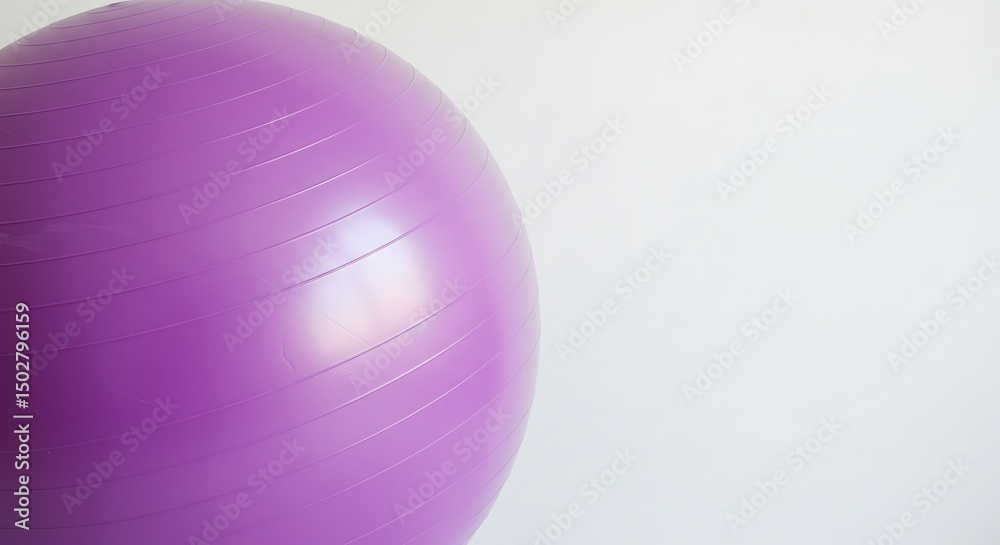 Obraz premium A closeup of a maternity yoga ball color purple detailed with soft texture, centered on a clean white background, modern and minimal,