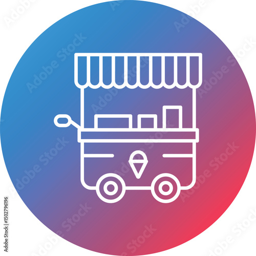 Icecream Cart Line Gradient Circle Background Icon