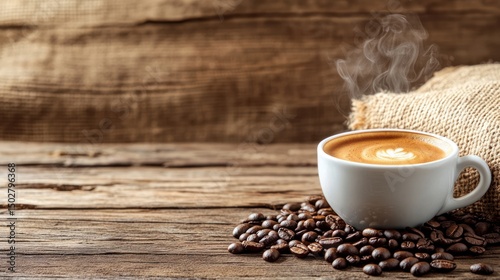 Aromatic Coffee Latte with Roasted Beans