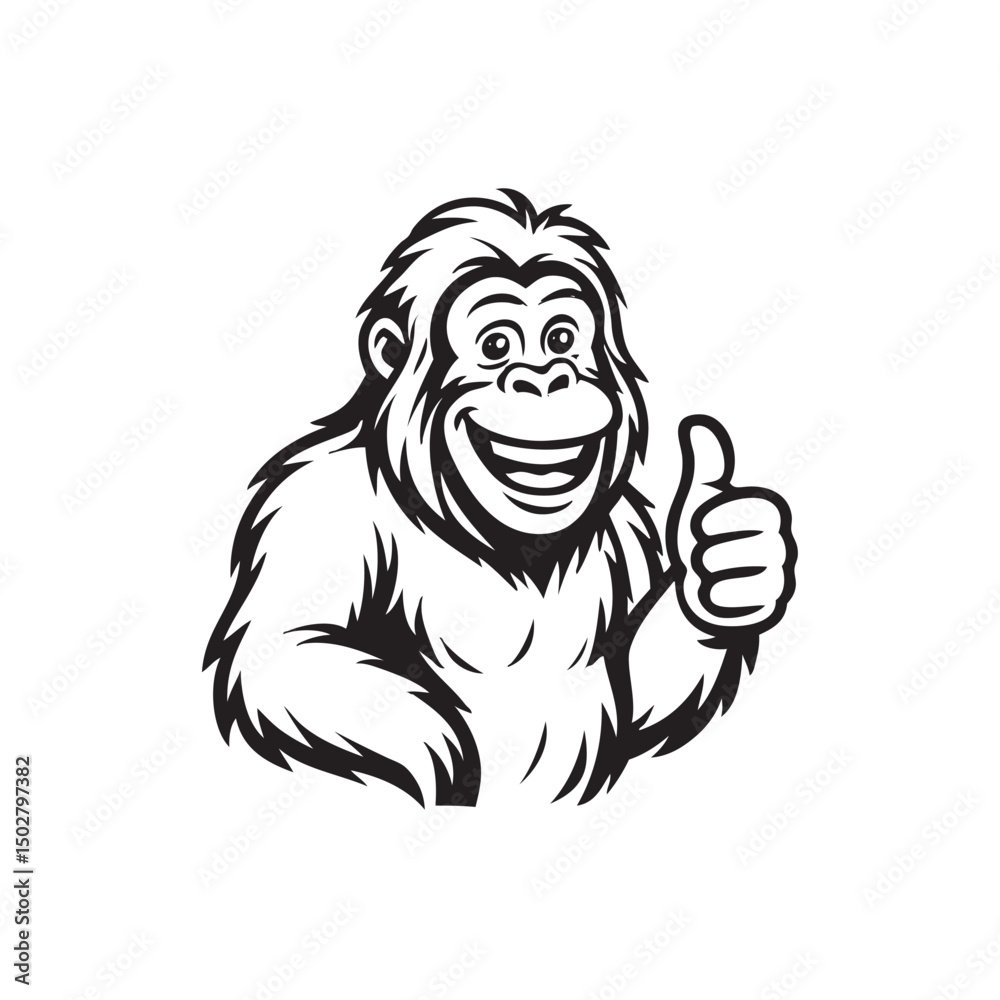 Fototapeta premium orangutan smiling and giving thumbs up vector
