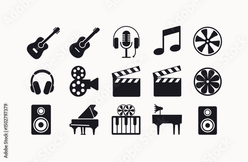 Collection of Black and White Entertainment Icons