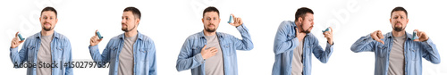 Set of man with inhaler on ...