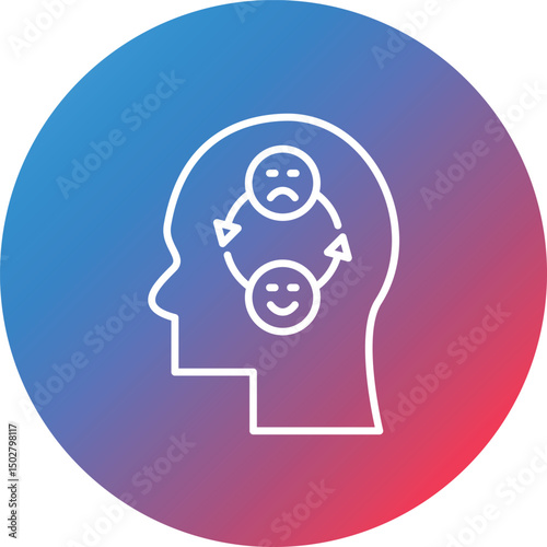 Bipolar Emotion Line Gradient Circle Background Icon