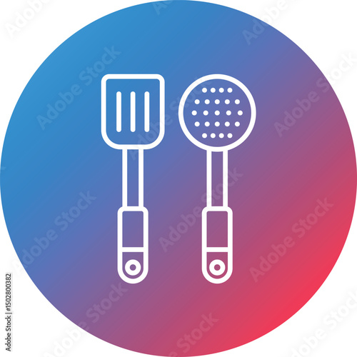 Spatula Line Gradient Circle Background Icon