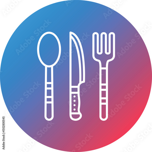 Cutlery Line Gradient Circle Background Icon