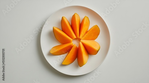 Sliced Mango Arranged in a Flower Shape on a Plate