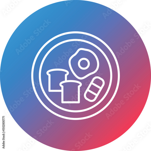 Breakfast Line Gradient Circle Background Icon