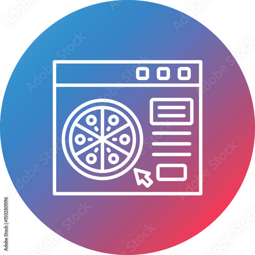 Online Order Line Gradient Circle Background Icon