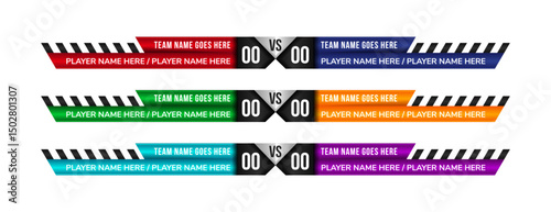 collection of Sport competition scoreboard modern vector design for lower third television broadcast graphic template.