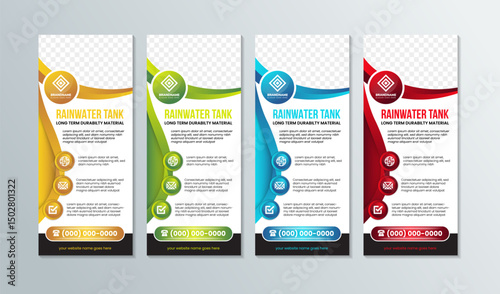 collection of Roll up business brochure flyer banner design on vertical template vector. Modern publication x banner and flag banner, layout in rectangle size. 