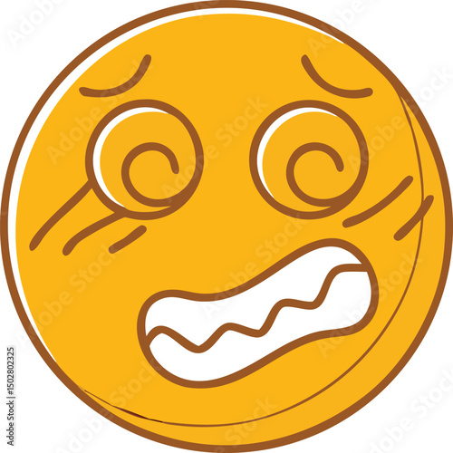 Dizzy Emoji: Capturing a vibrant illustration of an emoji, exuding feelings of vertigo and disorientation.