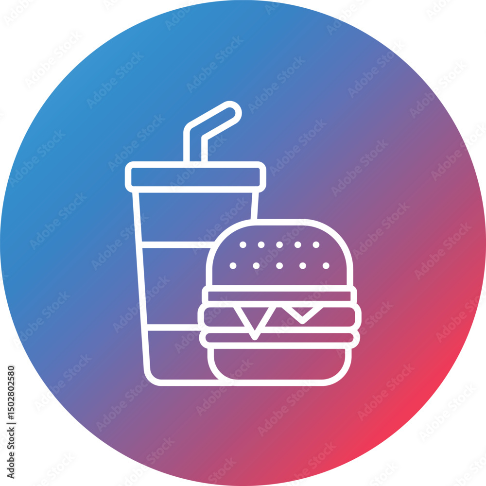 Fast Food Line Gradient Circle Background Icon Fast Food Line Gradient Circle Background Icon
