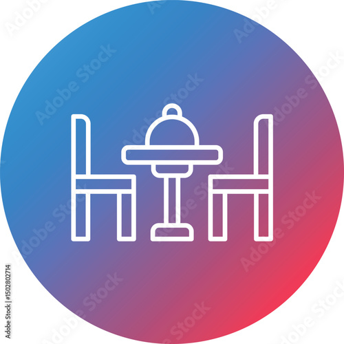 Dinner Table Line Gradient Circle Background Icon