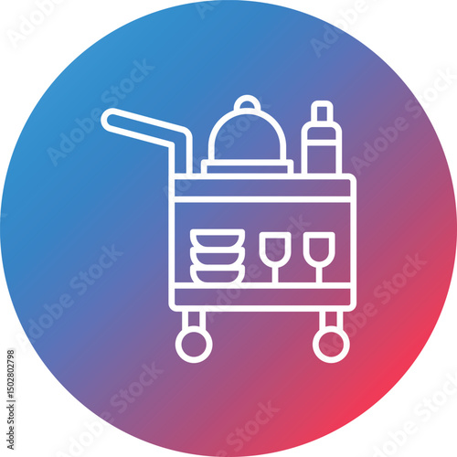 Serving Cart Line Gradient Circle Background Icon