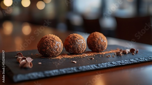 Chocolate Truffles on a Slate Platter