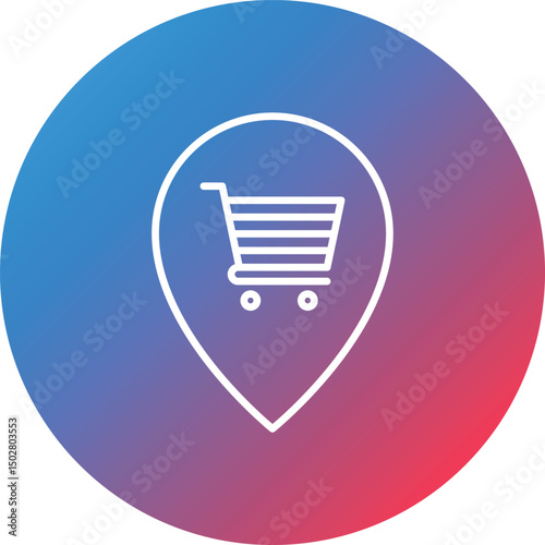 Location Line Gradient Circle Background Icon