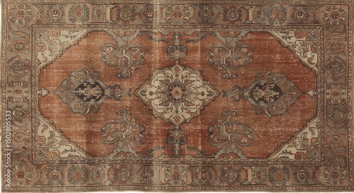 Antique rug with detailed floral patterns