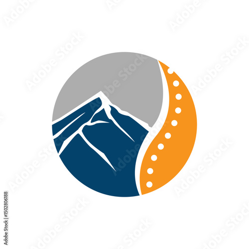 modern chiropractic logo design graphic shilhouette of mountain and spine for spinal care brand vector template illustration