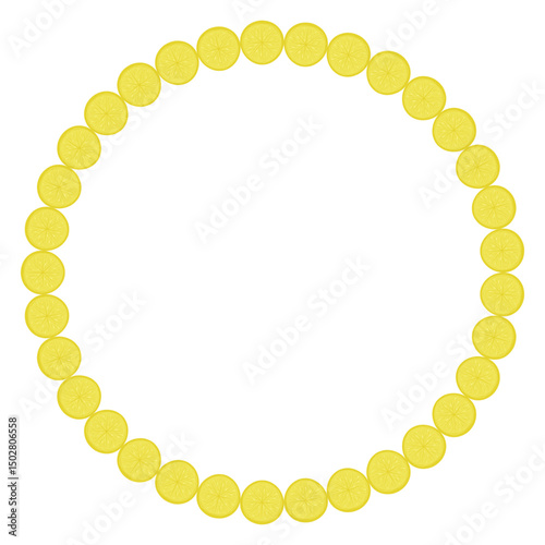 Round lemon slices frame, Lemons Wreath, Fruit circle Wreath Frame, Illustration Isolated