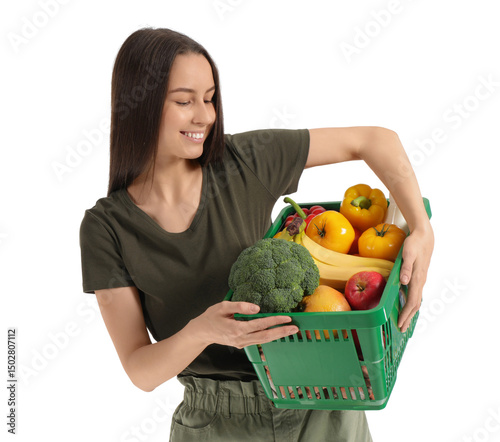 Young woman with full shopp...