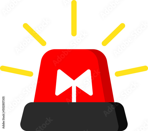 Siren Red Color Flat Icon, Simple, Caution sign